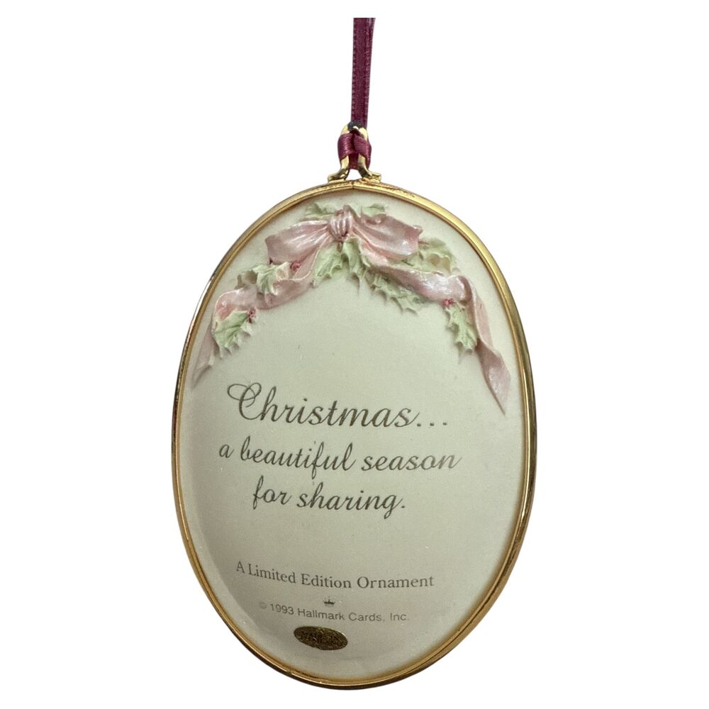 Hallmark 1993 Sharing Christmas Collector’s Club Ornament Porcelain No Stand - Picture 3 of 4
